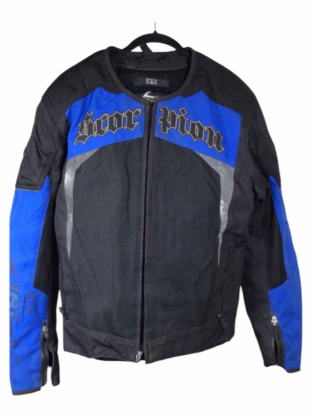 Scorpion EXO Get Stung Motorcycle Jacket in black and blue